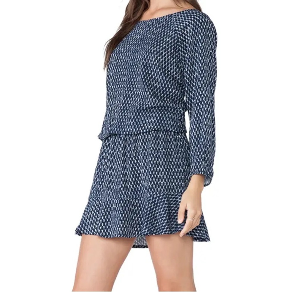 Joie Arryn Indigo Mini Dress with Elastic Waistband and Sleeves. Women’s Medium